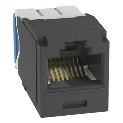Conector Jack RJ45 Estilo TG, Mini-Com, Categoría 6A, de 8 Posiciones y 8 Cables, Color Negro