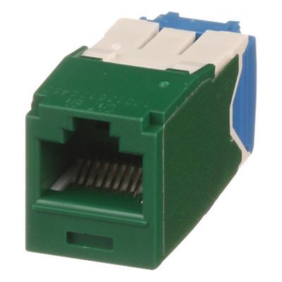 Conector Jack RJ45 Estilo TG, Mini-Com, Categoría 6A, de 8 Posiciones y 8 Cables, Color Verde