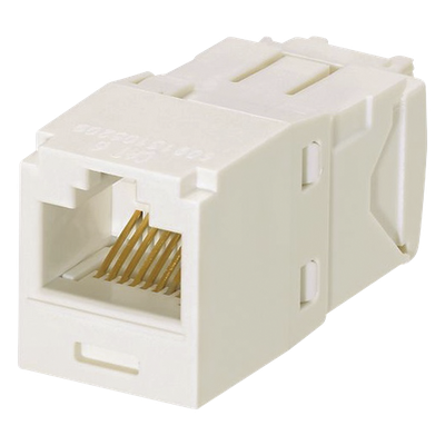 Conector Jack RJ45 Estilo TG, Mini-Com, Categoría 6A, de 8 Posiciones y 8 Cables, Color Blanco Mate