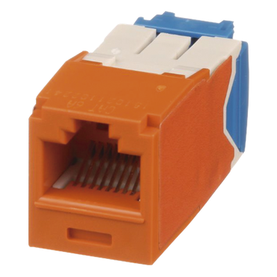 Conector Jack RJ45 Estilo TG, Mini-Com, Categoría 6A, de 8 Posiciones y 8 Cables, Color Naranja
