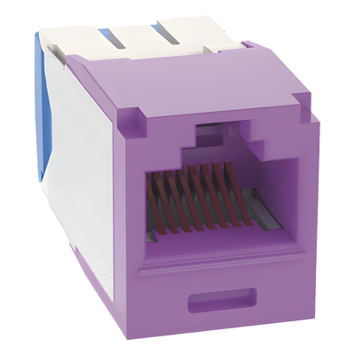 Conector Jack RJ45 Estilo TG, Mini-Com, Categoría 6A, de 8 Posiciones y 8 Cables, Color Violeta