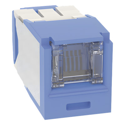Conector Jack RJ45 Estilo TG con Ventana, Mini-Com, Categoría 6A, de 8 Posiciones y 8 Cables, Color Azul