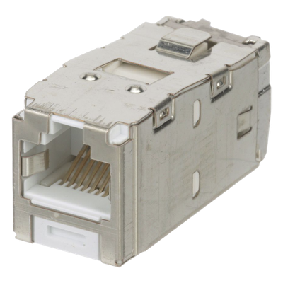 Conector Jack RJ45 Blindado, Estilo TG, Mini-Com, Categoría 6A, de 8 Posiciones y 8 Cables, Color Blanco