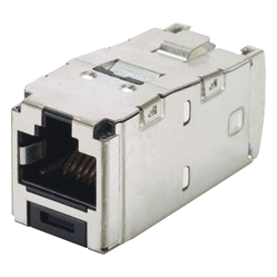 Conector Jack RJ45 Blindado, Estilo TG, Mini-Com, Categoría 6A, de 8 Posiciones y 8 Cables, Color Negro
