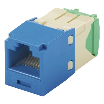 Conector Jack RJ45 Estilo TG, Mini-Com, Categoría 6, de 8 Posiciones y 8 Cables de Calibre 28/30 AWG, Color Azul