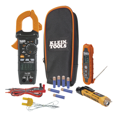 Kit de Prueba Eléctrica HVAC para Aire Acondicionado, Calefacción, Minisplits, etc. Medición de Voltaje CA/CC, Resistencia, Frecuencia, Capacitancia, Diodos, Temperatura, Ciclo, Micro Amperios CC.