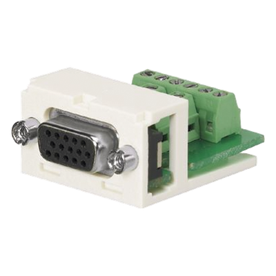 Conector Sub-D de 15 Pines Tipo Atornillable, Uso en 2 Puertos Mini-Com, Color Blanco Mate