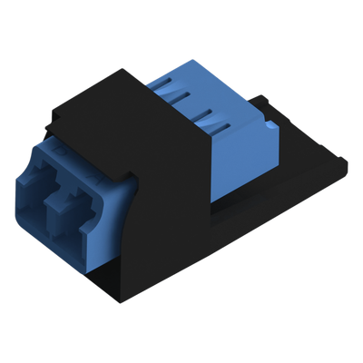 Módulo Acoplador LC Duplex, para Fibra Óptica Monomodo OS1/OS2, Tipo Mini-Com, Color Negro