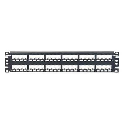 Panel de Parcheo Modular Mini-Com (Sin Conectores), Plano, Totalmente Blindado, de 48 Puertos, 2UR