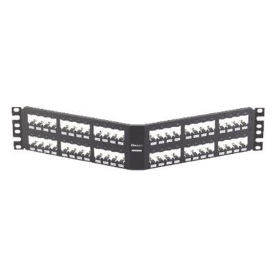 Panel de Parcheo Modular Mini-Com (Sin Conectores), Angulado, Totalmente Blindado, de 48 Puertos, 2UR