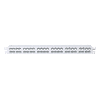 Panel de Parcheo Modular Mini-Com (Sin Conectores), Plano, Sin Blindaje, Alta Densidad, de 48 Puertos, Color Blanco, 1 UR
