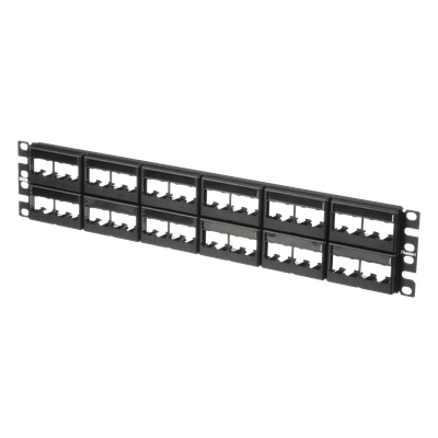 Panel de Parcheo Modular Mini-Com (Sin Conectores), Plano, Sin Blindaje, Con Etiqueta y Cubierta, de 48 Puertos, 2UR