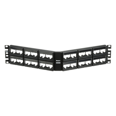 Panel de Parcheo Modular Mini-Com (Sin Conectores), Angulado, Sin Blindaje, Con Etiqueta y Cubierta, de 48 Puertos, 2UR
