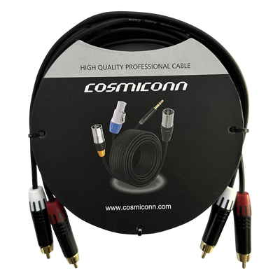 Cable 2 RCA x 2 RCA, conectores negros, con diferenciador de blanco y rojo (2x MT380-RD – 2x MT380-WH), length 3m