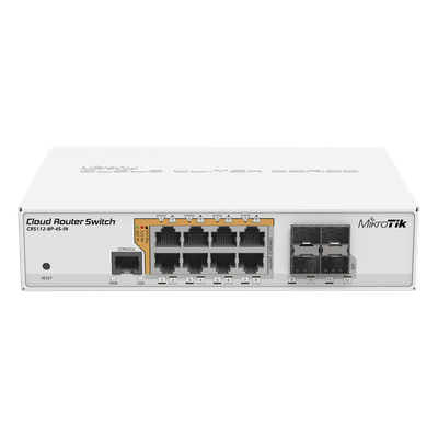 Cloud Router Switch Administrable L3, 8 puertos 10/100/1000 Mbps c/PoE Pasivo ó 802.3af/at, 4 Puertos SFP