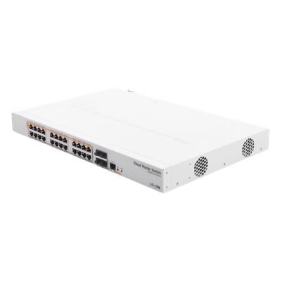 CRS328-24P-4S+RM – 24 port Gigabit Ethernet router/switch with four 10Gbps SFP+