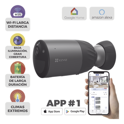Cámara IP Inalámbrica Con Batería Recargable (Cero Cables) / Colores en Oscuridad / 2 Megapíxel / Sirena y Estrobo / Alertas de Audio Personalizable / Uso en Exterior / Grabación en la Nube / Almacenamiento Interno