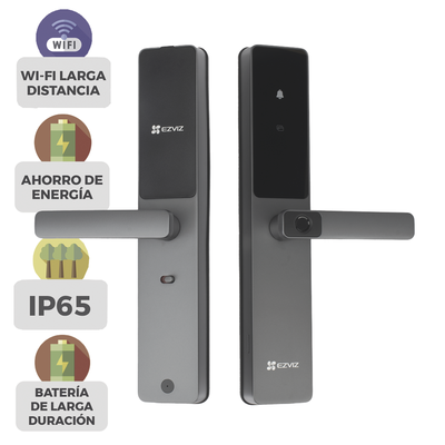 Cerradura Inteligente / Cerrojo Tipo Americano / Wi-Fi / Bluetooth  /  Códigos Temporales Para Visitantes / Lectura de Huella / Lectura de Tag / Contraseña /  Botón para Timbrar / Apertura remota desde la APP /  No Requiere Hub