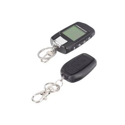 All-in-One 2-Way Remote Start + Alarm Bundle / 3000 ft (914.4 m) Max Range / 2-Way LCD Confirmation / Full-Color LCD Screen / Remote Start / Security / Keyless Entry / Lock-Arm / Unlock-Disarm / Trunk Release / Panic-Siren / Tilt Sensor / Dual-Stage Shock