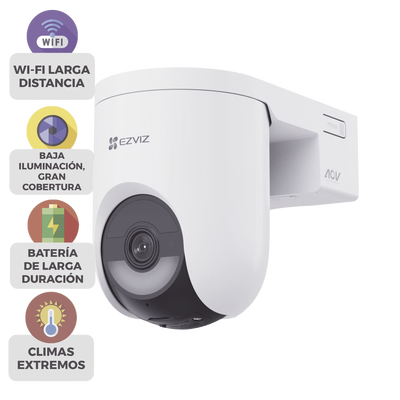 Cámara IP PT Con Batería / Wi-Fi 6 + 4G LTE / 2K+  (4megapixel)  / IP65  / Detección IA Persona-Vehiculo / Visión Nocturna Color / Compatible con Panel Solar CSPSP8
