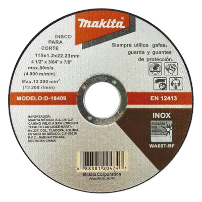 Disco de Corte de 7/8″ de acero inoxidable, diámetro de 4-1/2″