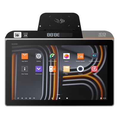 Terminal de Escritorio Inteligente SUNMI D3 MINI / Procesador Qualcomm Hexa-Core 2.4 GHz / 3 GB RAM + 32 GB ROM / Pantalla Principal 10.1″ IPS / Impresora Térmica Integrada 58 mm / Android 13 / Bluetooth 5.0 / Wi-Fi Dual Band / Batería