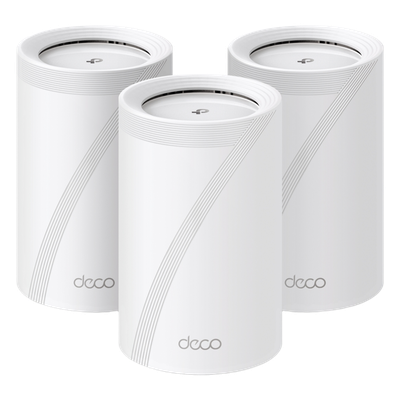 KIT 3 Routers Inalámbrico MESH Interior para Hogar / Triple Banda Wi-Fi 7 BE9300 Mbps / 2 Puerto 2.5 Gigabit WAN/LAN / 4 Antenas Internas / Operación Multi-Link MLO / Administración Mediante la App Deco (iOS, Android) / HomeShield