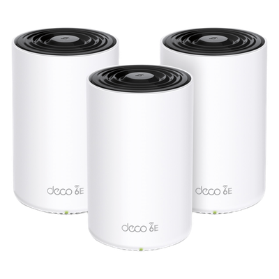 Router Inalámbrico MESH Interior para Hogar / Doble Banda Wi-Fi 6E AX5400 Mbps / 3 Puerto Gigabit WAN/LAN / 4 Antenas Internas / Administración Mediante la App Deco (iOS, Android) / Protección HomeShield