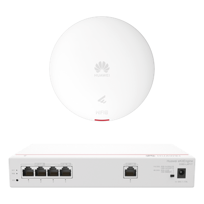 Kit DEMO de Router Multi-Servicio / 1 puerto 10/100/1000 Mbps(WAN) / 4 puertos 10/100/1000 Mbps(LAN) PoE / 50W + Punto de Acceso Wi-Fi 6 / 1.775 Gbps / MU-MIMO 2×2 (2.4GH y 5GHz) / Smart Antenna más cobertura / Instalación en techo y pared