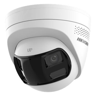 [PROTECCIÓN ACTIVA] Turret IP 6Megapixel / 2 Lentes de 2.8 mm (Imagen Panorámica 180°) / 30 mts IR / Exterior IP67 / Luz Intermitente y Alerta de Audio / Audio Bidireccional / ACUSENSE / WDR 120 dB / Micro SD
