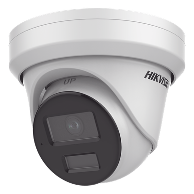Turret IP 4 Megapixel / Lente 2.8 mm / Dual Light (40 mts IR + 40 mts Luz Blanca / DARKFIGHTER S / Microfono Integrado /  Exterior IP67 / WDR 130 dB /  4 Analíticos: AcuSense, Deteccion Facial, Conteo de Personas por Cruce y Zona
