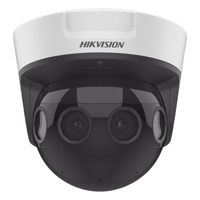 PanoVu Series / Vista Panorámica 180° / 32 Megapixel en Total / 4 Lentes 2.8 mm (4 Lentes 8 Megapixel) / 20 mts IR / Exterior IP67 / IK10 / 12 Vcc / PoE+ / Micro SD