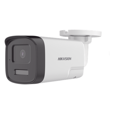[Audio Bidireccional + Dual Light + ColorVu] Bala TURBOHD 4K (8 Megapixel) / Lente 2.8 mm / 40 mts IR EXIR + 40 mts Luz Blanca / Micrófono y Bocina Integrado / Exterior IP67 / Metal / dWDR