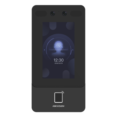Terminal Min Moe de Reconocimiento Facial / Lector MIFARE 13.56 MHz / Cámara 2 MP con HIK-IA / Pantalla Táctil 4.3″ / PoE y WiFi / Exterior IP65 / 1,500 Rostros / 3,000 Huellas / SIP Estándar