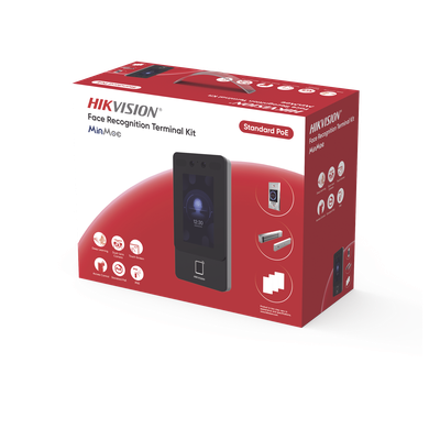 Kit Terminal Reconocimiento Facial / 1500 Rostros + 3000 Huellas + 3000 Tarjetas / Pantalla Táctil 4.3″ / 2 MP Gran Angular / PoE + / Alimentación Cerradura / IP65 / Wi-Fi + Audio Bidireccional / Reconocimiento con Mascarilla