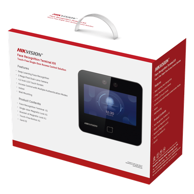 Kit de Control de Acceso TODO INCLUIDO con Lector de Rostros, QRs y Tarjetas / 1,500 rostros / Compatible con App HIKConnect /Incluye Electroimán Botón de Salida y Montajes Z y L para imán / HIK-IA