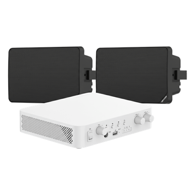 Kit de Audio | 70/100V | 2 Altavoces de pared | Bluetooth | Color Negro | Hik-Connect