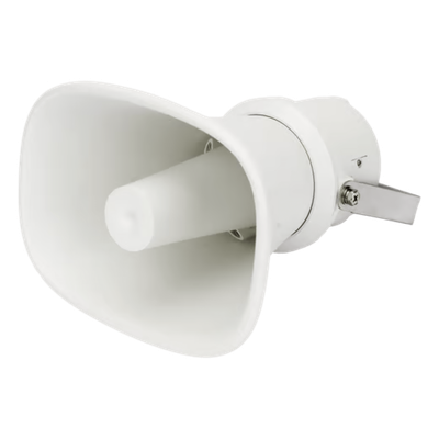 Altavoz Tipo Trompeta | 5 Watts – 30 Watts | Color Blanca | 100 V / 70 V | Material ABS | IP65 | Requiere amplificador