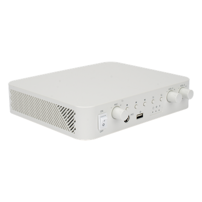 Amplificador | Bluetooth | 2 Canales con Control de volumen Independiente | 30 W por Canal | Salida 4-8 ohms x 2 | 100V COM x 2 | Una Zona | Música Ambiental