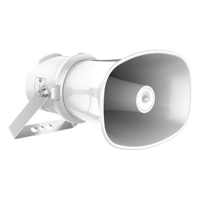 Altavoz IP Tipo Trompeta | 7 Watts | PoE+ | Integración con Hik-Central Professional | Reproducción de Audio vía Red | IP67 | Salida de 12 VCD | Metal | compatible con Hik-Connect