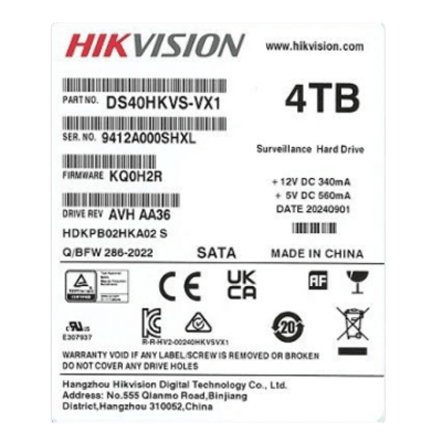 Disco Duro Enterprise 3.5″ 4 TB / Hikvision / 7200 RPM / SATA / Alto Rendimiento / Recomendado para NVRs HIKVISION