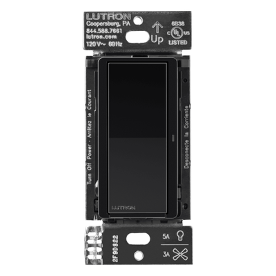 Interruptor de pared inteligente Claro on/off, 120 V con neutro, 5 A en LED y 600 W incandescente, funciona con control Pico y Smart Hub Caseta Wireless, color negro