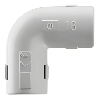 Unión en «L» (Codo) para tubería rígida, recomendado para cable eléctrico, PVC Auto-extinguible, de 32 mm