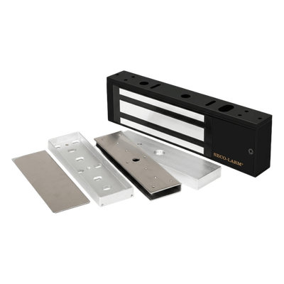 Kit Para Control de Acceso Incluye Chapa Magnética de 1200 Lbs Color Negro / Montaje En «U» Para Puerta de Cristal /  Uso Interior / Certificación UL / Diseño Elegante