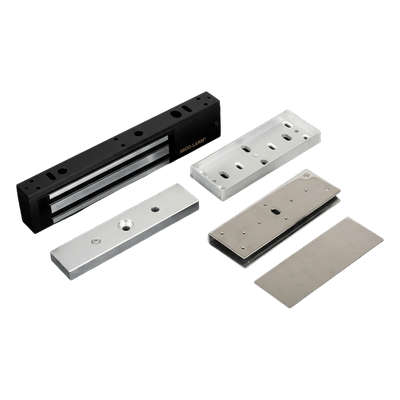 Kit Para Control de Acceso Incluye Chapa Magnética de 600 Lbs / Montaje En «U» Para Puerta de Cristal /  Uso Interior / Certificación UL / Color Negro / Diseño Elegante