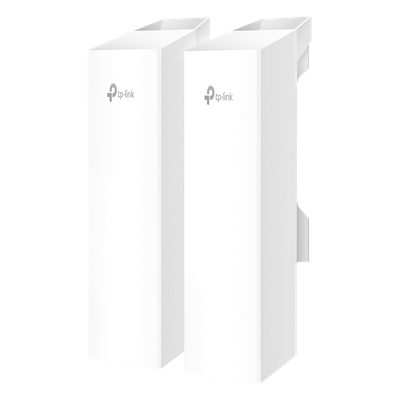 KIT de Enalce Inalámbrico Omada para Exterior / Frecuencia de 5GHz / Emparejamiento Automático / 3 puertos Gigabit / PoE Pasivo 24 Vcc o 802.3 PoEaf / Antena Direccional de 7 dBi MIMO 2×2 / Adminsitración Remota Mediante Omada