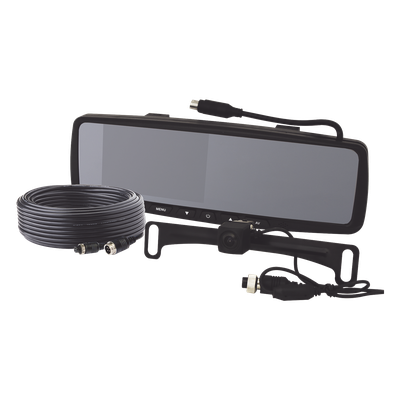 Camara de Reversa Alambrica y Monitor Tipo Retrovisor de 4.3 pulgadas, Incluye cámara para placa de 170°