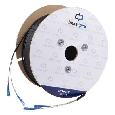 Carrete de Fibra Óptica Monomodo con Conectores SC-SC Duplex, Reforzada con Kevlar, de 300 Metros (984.25 Pies), Para Instalaciones Subterráneas por Tubería