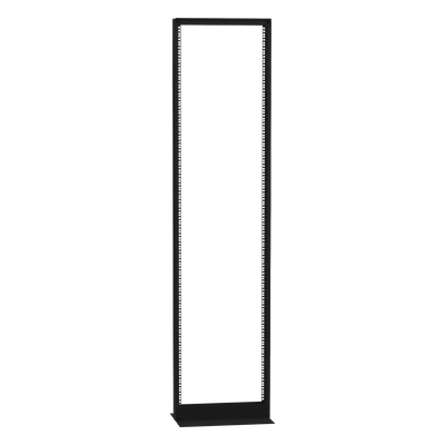 Rack de 2 Postes (Doble Perforación), Estándar 19″, 45 Unidades, Fabricado en Acero, Base «L» para Anclar a Piso.