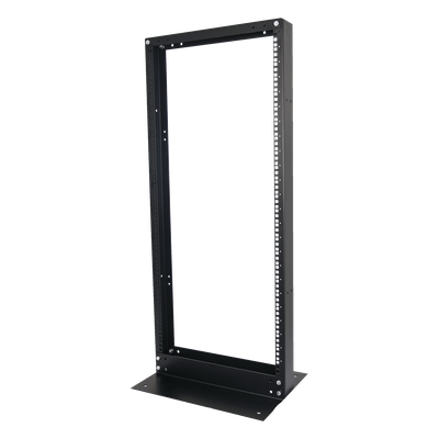 Rack de 2 Postes, Estándar 19″, 24 Unidades, Fabricado en Acero, Base «L» para Anclar a Piso.